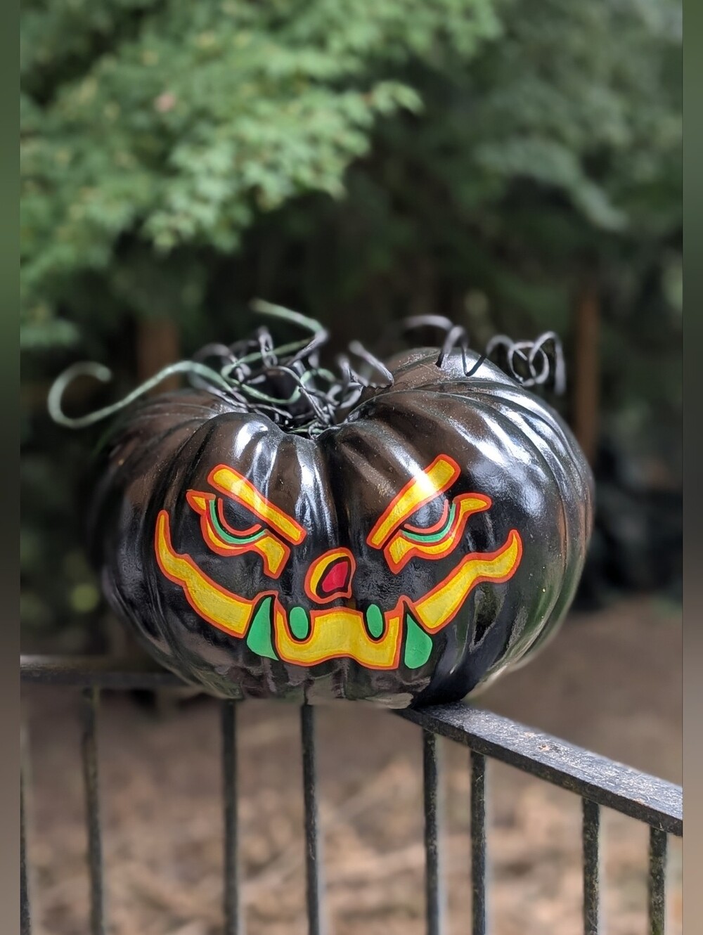 Big J Pumpkin Upcycled Hand painted Halloween Decor